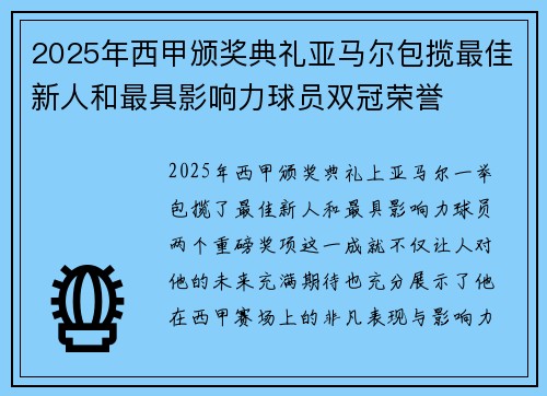 2025年西甲颁奖典礼亚马尔包揽最佳新人和最具影响力球员双冠荣誉 2025年西甲颁奖典礼亚马尔包揽最佳新人和最具影响力球员双冠荣誉